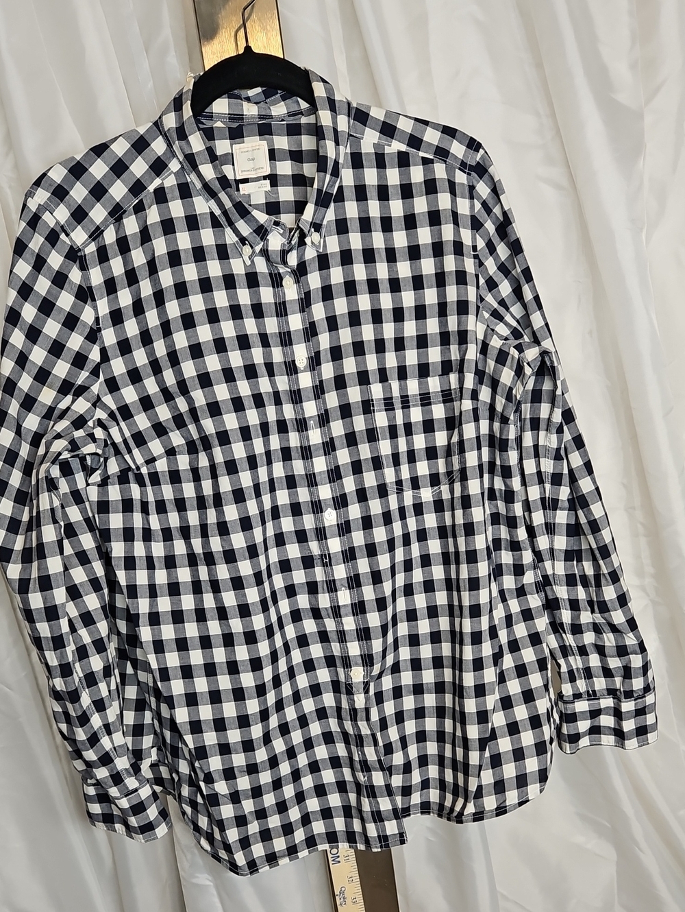 GAP Navy and White Check Button-Down Shirt